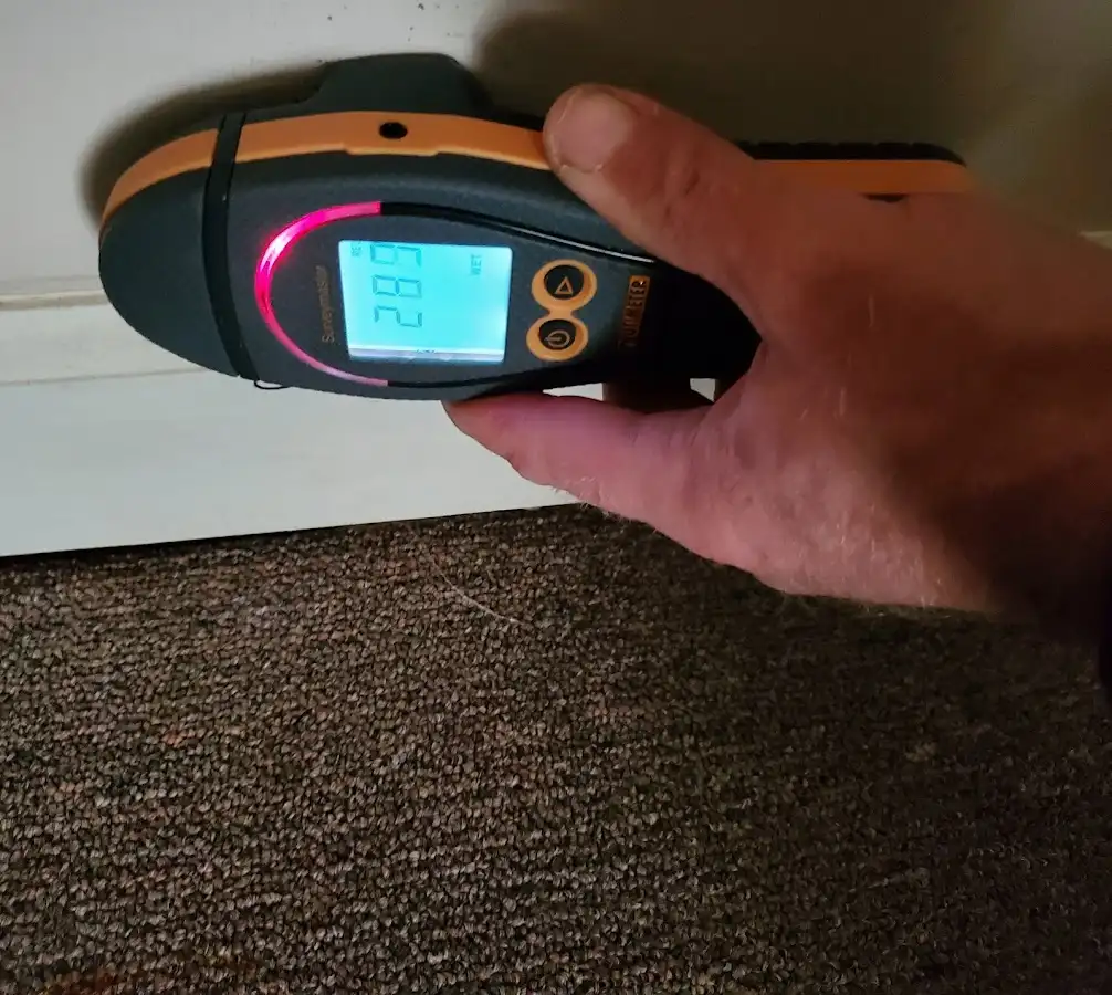 Moisture detection at baseboard during Burst Pipe Cleanup in Millbrae